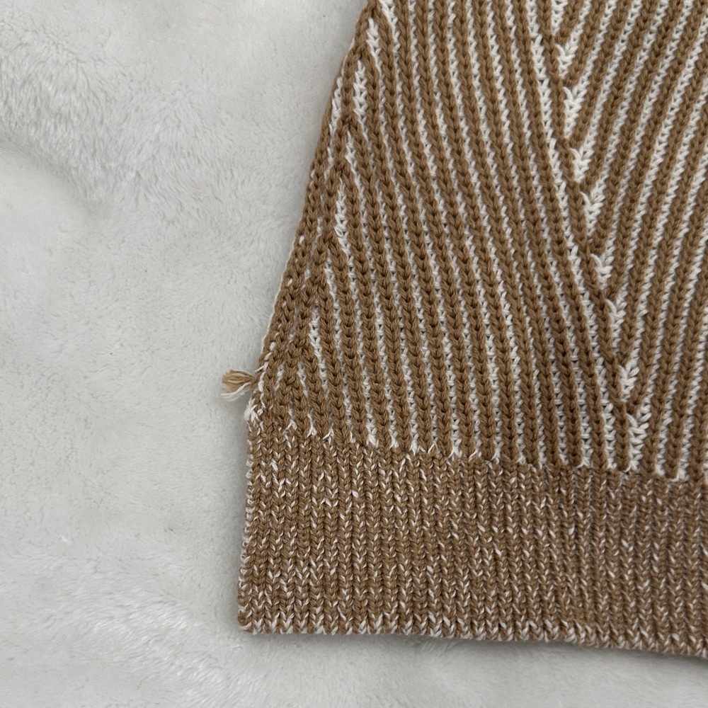 Nautica Tan Striped V-Neck Vest - Picture 7 of 10